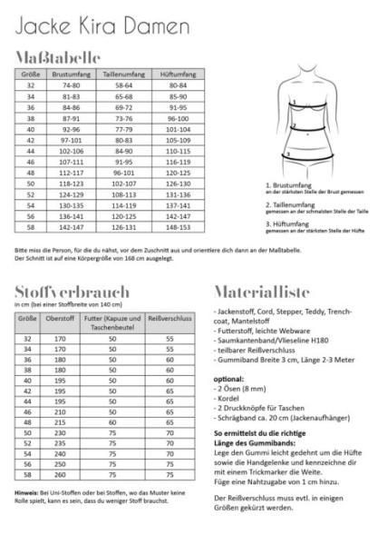 Papierschnittmuster Jacke Kira Damen - Fadenkäfer